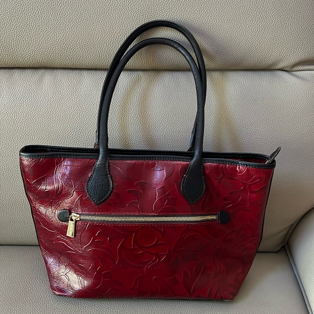 Valentina made in Italy genuine leather Red Tote Bag - Picture 2 of 6